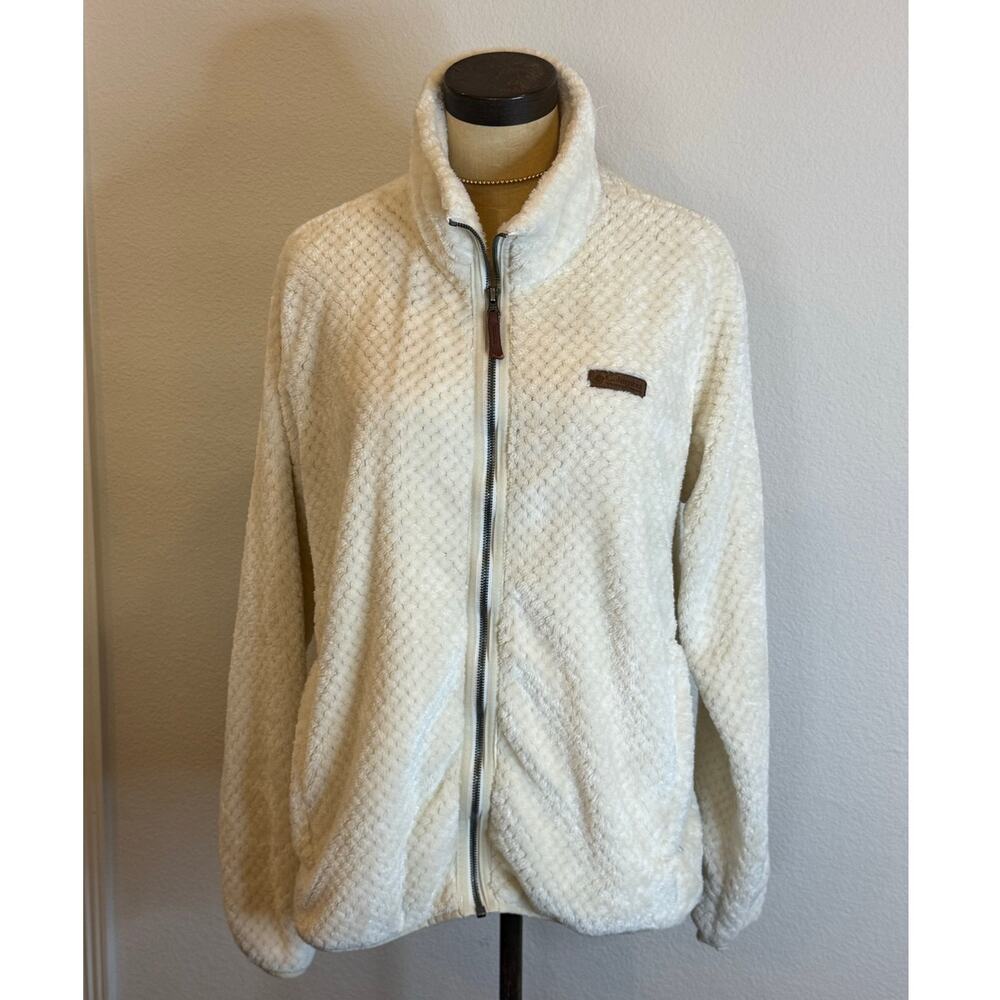COLUMBIA Cream Ivory Full Zip Fleece Soft Jacket Coat Women XL